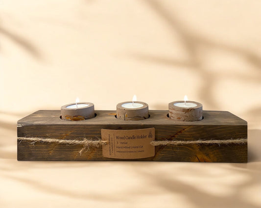 3 Tealight Wood Holder