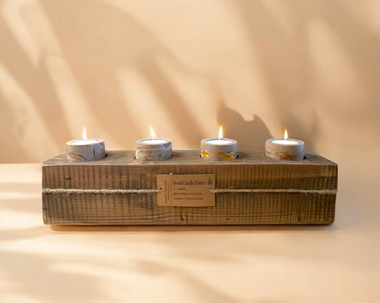 4 Tealight Wood Holder