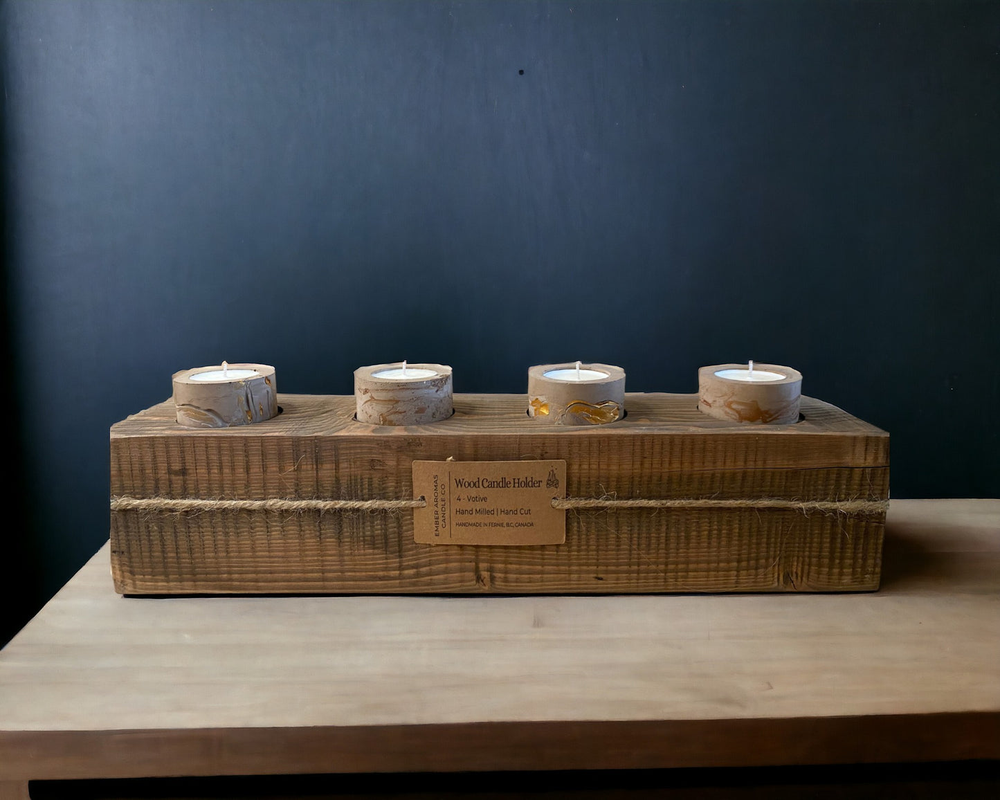 4 Tealight Wood Holder