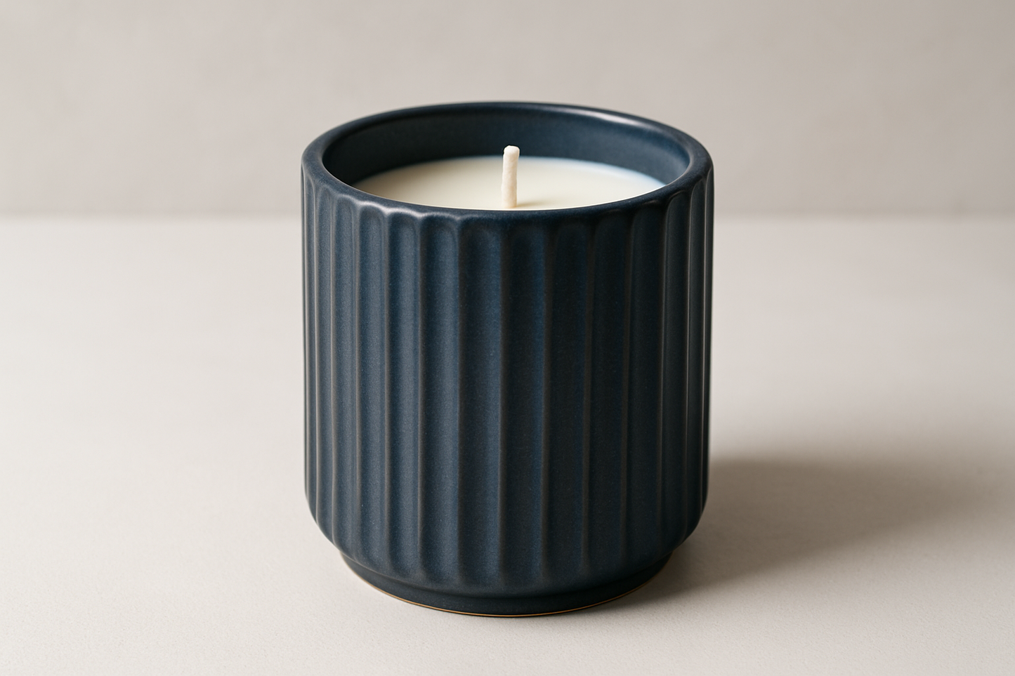 fluted charcoal blue candle vessel