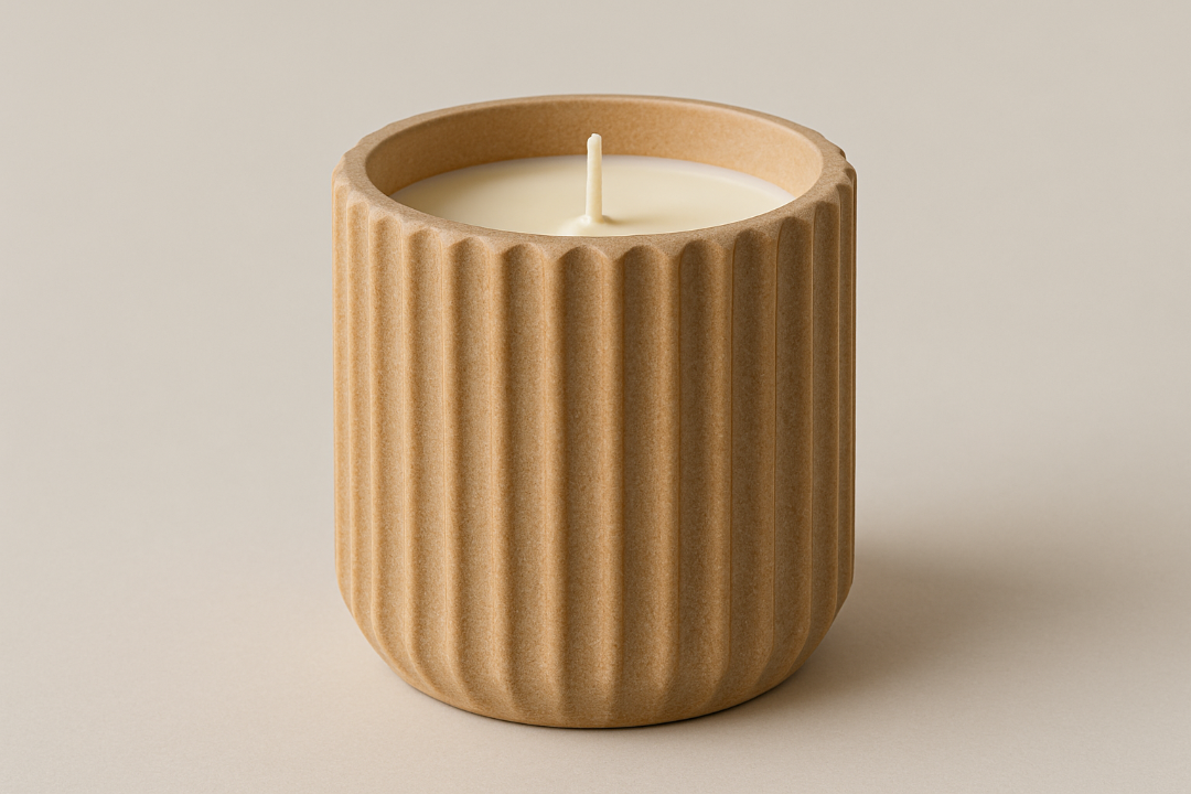 fluted sand dune beige candle vessel